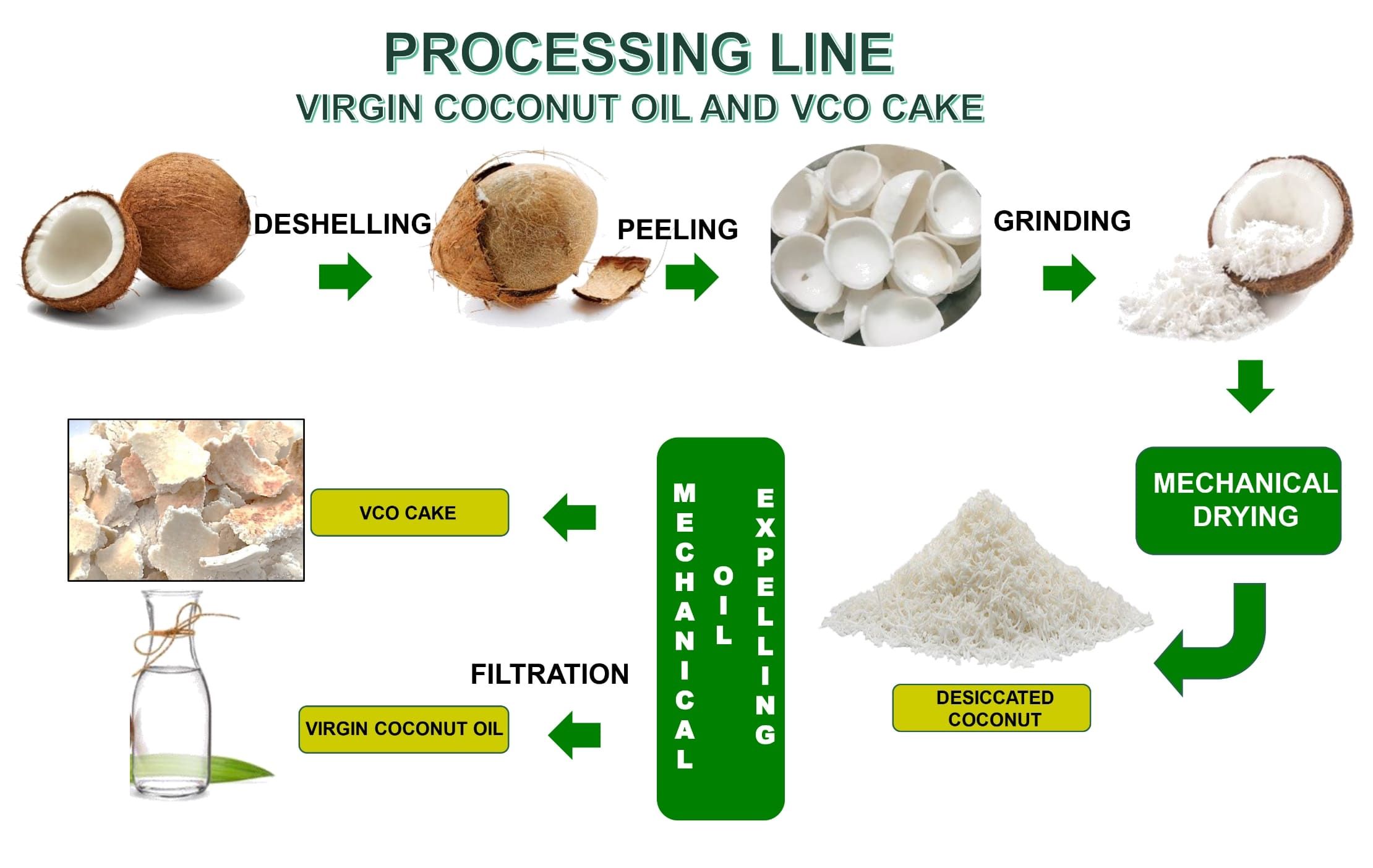 processing line for virgin coconut oil and VCO cake