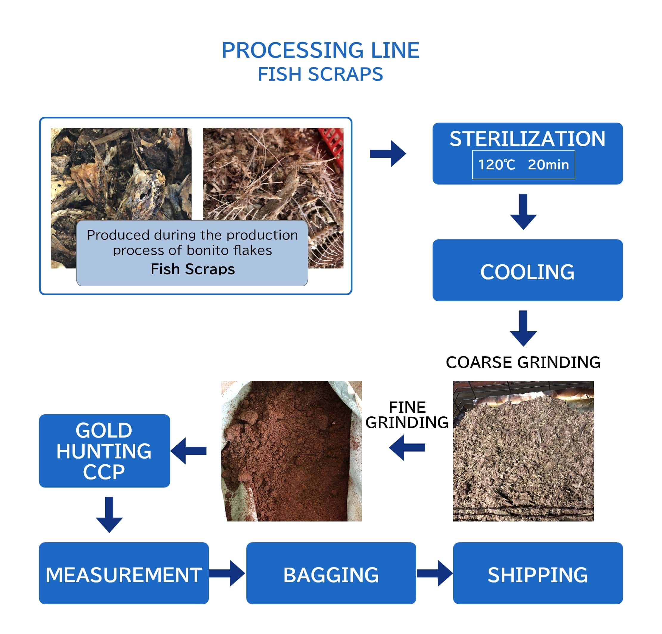 processing line for fish scraps